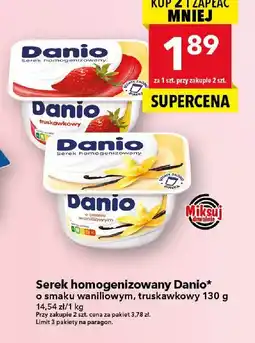 Lewiatan Serek homogenizowany Danio o smaku waniliowym, truskawkowy oferta