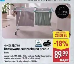 ALDI Rozsuwana suszarka na pranie 111-200 x 90.5 54.5 cm Home Creation oferta