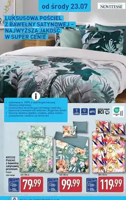 ALDI Komplet pościeli bawełnianej satynowej premium 200 x 220 cm + 2 70 80 Novitesse oferta