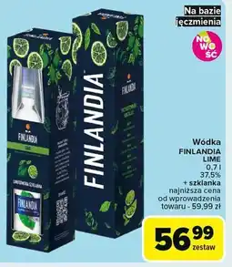 Carrefour Wódka + szklanka Finlandia Lime Fusion oferta