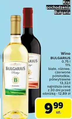 Carrefour Wino Bulgarius Prestige Semi Sweet oferta