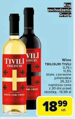 Carrefour Wino półsłodkie saperavi Tivili Tbilisuri oferta