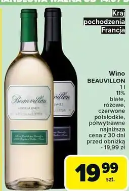 Carrefour Wino białe półsłodkie Beauvillon oferta