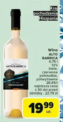 Carrefour Wino Alto Barrica Semi Sweet oferta