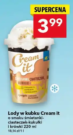 Lewiatan Lody w kubku Cream it o smaku śmietanki-ciasteczek-kukułki i krówki oferta
