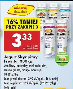 Biedronka Jogurt Skyr pitny Fruvita, 330 g oferta