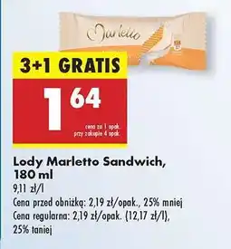 Biedronka Lody Marletto Sandwich, 180 ml oferta