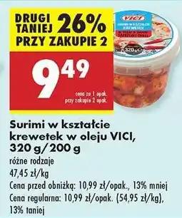 Biedronka Surimi w kształcie krewetek w oleju VICI, 320 g/200 g oferta