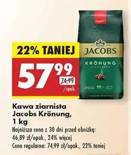 Biedronka Kawa ziarnista Jacobs Kronung, 1 kg oferta