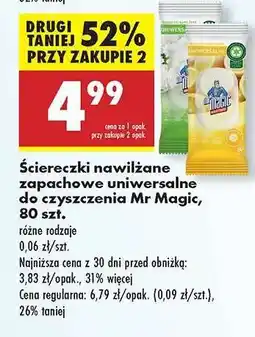 Biedronka Ściereczki nawilżane zapachowe uniwersalne do czyszczenia Mr Magic , 80 szt oferta