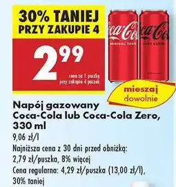 Biedronka Napój gazowany Coca-Cola lub Coca-Cola Zero, 330 ml oferta