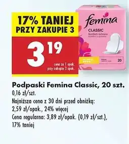 Biedronka Podpaski Femina Classic, 20 szt oferta