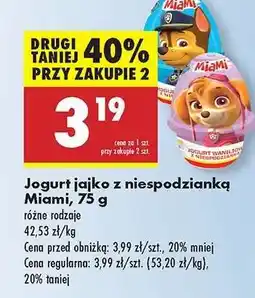 Biedronka Jogurt jajko z niespodzianką Miami, 75 g oferta