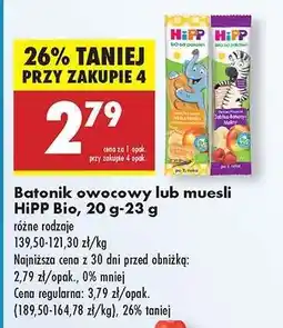 Biedronka Batonik owocowy lub muesli HiPP Bio, 20 g-23 g oferta