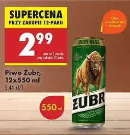 Biedronka Piwo Żubr 12x550 ml oferta