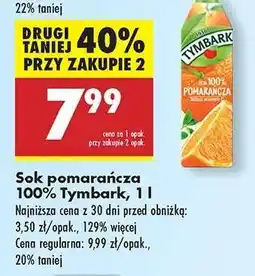 Biedronka Sok pomarańcza 100% Tymbark, 1 l oferta