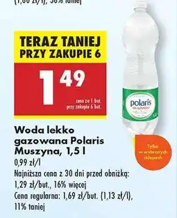 Biedronka Woda lekko gazowana Polaris Muszyna, 1,5 l oferta