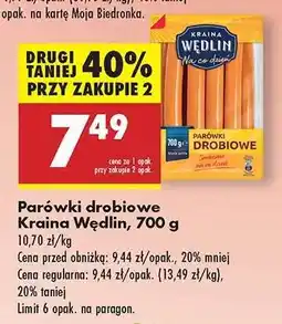 Biedronka Parówki drobiowe Kraina Wędlin 700 g oferta