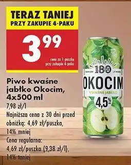 Biedronka Piwo kwasne jabłko Okocim, 4x500 ml oferta