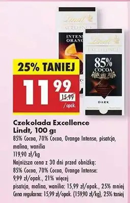Biedronka Czekolada Excellence Lindt , 100 g oferta