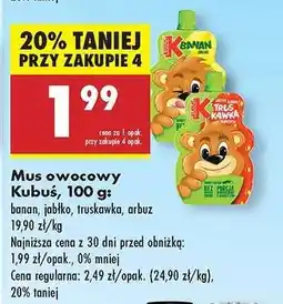 Biedronka Mus owocowy Kubuś, 100 g oferta