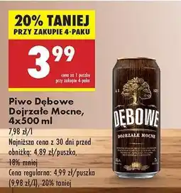 Biedronka Piwo Dębowe Dojrzałe Mocne 4x500 ml oferta