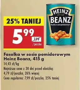 Biedronka Fasolka w sosie pomidorowym Heinz Beanz, 415 g oferta