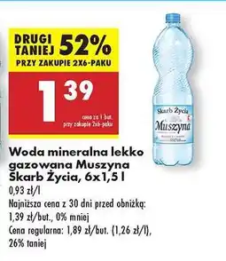 Biedronka Woda mineralna lekko gazowana Muszyna Skarb Życia, 6x1,5 l oferta