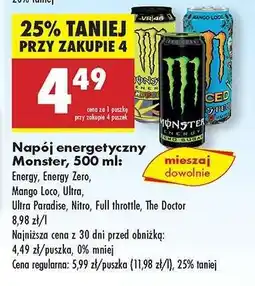 Biedronka Napój energetyczny Monster 500 ml oferta