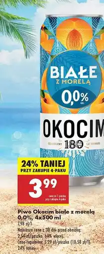 Biedronka Piwo Okocim białe z morelą 0,0%, 4x500 ml oferta
