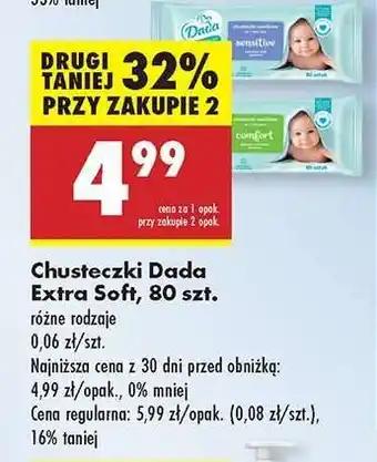 Biedronka Chusteczki Dada Extra Soft 80 szt oferta