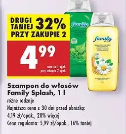 Biedronka Szampon do włosów Family Splash, 1 l oferta