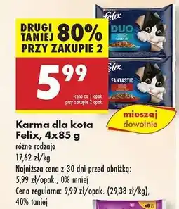 Biedronka Karma dla kota Felix, 4x85 g oferta