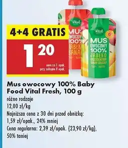 Biedronka Mus owocowy 100 % Baby Food Vital Fresh , 100 g oferta