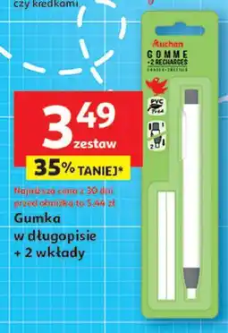 Auchan Gumka w długopisie + 2 wkłady Auchan Różnorodne (Logo Czerwone) oferta