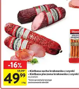 Intermarche Kiełbasa pieczona krakowska z szynki Olewnik oferta