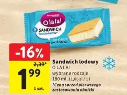 Intermarche Lody sandwich O LA LA! wybrane rodzaje oferta