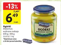 Intermarche Ogórki konserwowe Provitus wybrane rodzaje oferta