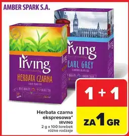 Carrefour Herbata czarna Irving, różne rodzaje 1+1 ZA 1 GROSZ Amber Spark oferta