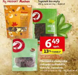 Auchan Mieszanka studencka, rodzynki sułtańskie, daktyle, żurawina Auchan oferta