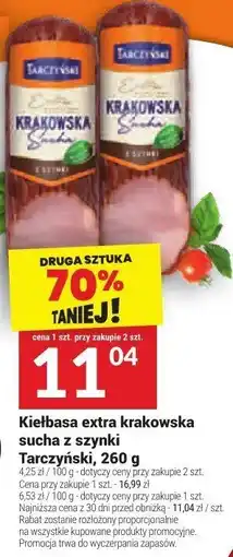Twój Market Kiełbasa extra krakowska sucha z szynki Tarczyński oferta