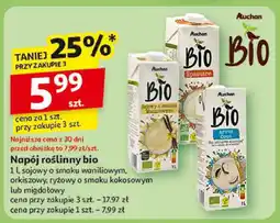 Auchan Napój roślinny bio waniliowy, orkiszowy, ryżowy, kokosowy lub migdałowy Auchan Bio oferta