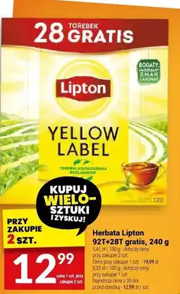 Twój Market Herbata Lipton Yellow Label, 92T+28T gratis, 240 g oferta