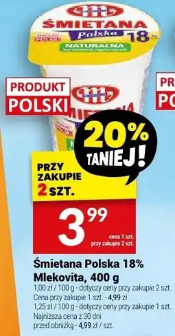 Twój Market Śmietana Polska 18% Mlekovita, 400 g oferta