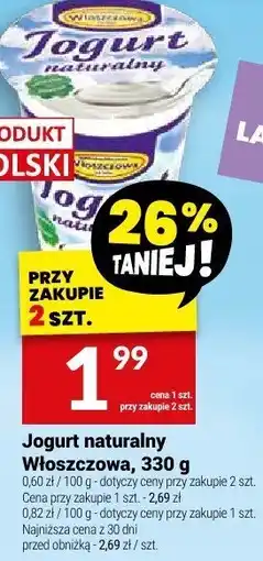 Twój Market Jogurt naturalny Włoszczowa, 330 g oferta
