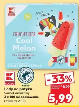 Kaufland Lody na patyku sorbet arbuzowy K-Classic oferta