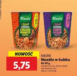Lidl Danie instant Noodle w kubku: chicken burrito Knorr oferta