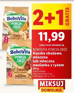 Lidl Kaszka zbożowa mleczna / mleczna owsianka z ryżem BoboVita oferta