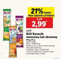Lidl Batonik owocowy / zbożowy BIO HiPP oferta