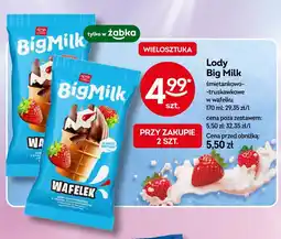 Żabka Lody Big Milk śmietankowo-truskawkowe w wafelku oferta